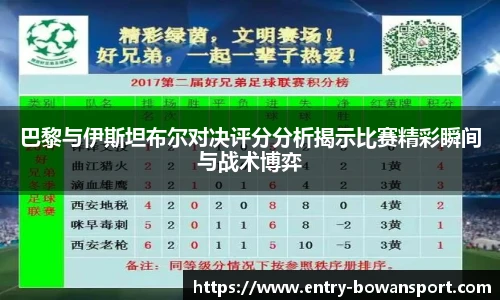 巴黎与伊斯坦布尔对决评分分析揭示比赛精彩瞬间与战术博弈
